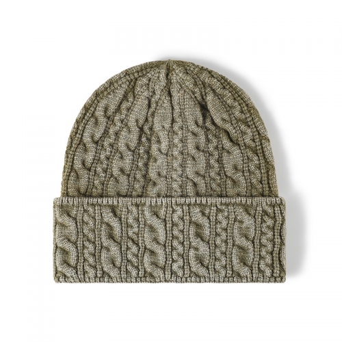 Textured Cable-Knit Beanie (Multi-Neutral Hues)