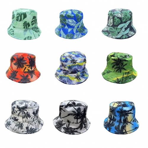 Tropical Print Bucket Hat (Assorted Palm Leaf Designs)
