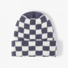 Checkered Knit Beanie