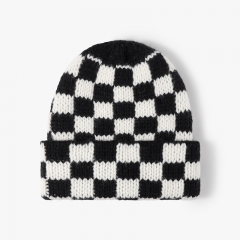 Checkered Knit Beanie