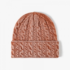 Textured Cable-Knit Beanie (Multi-Neutral Hues)